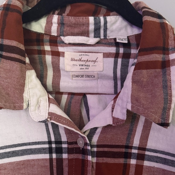 Weatherproof Vintage Orange and White Plaid Shirt - Picture 3 of 6